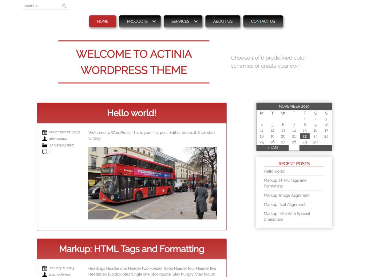 actinia free wordpress theme