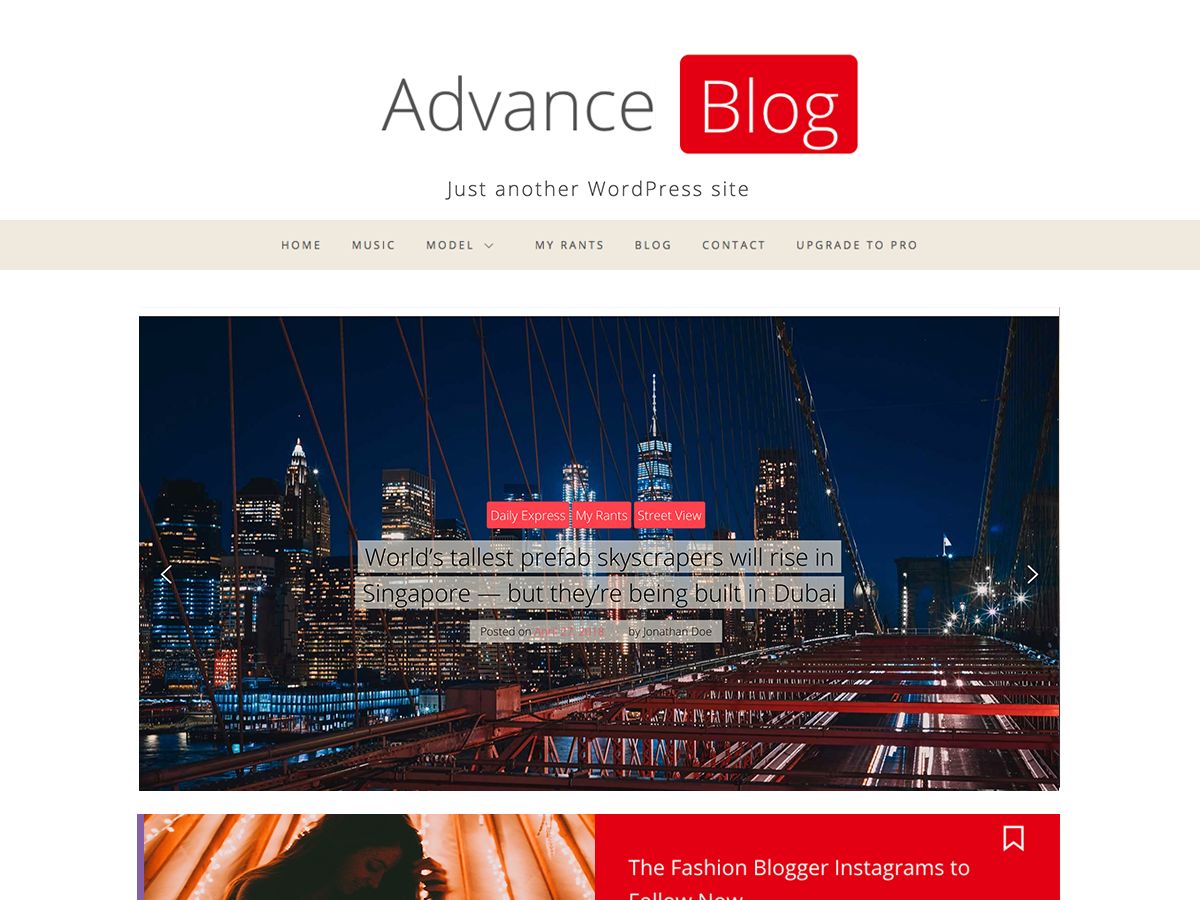 advance-blog free wordpress theme