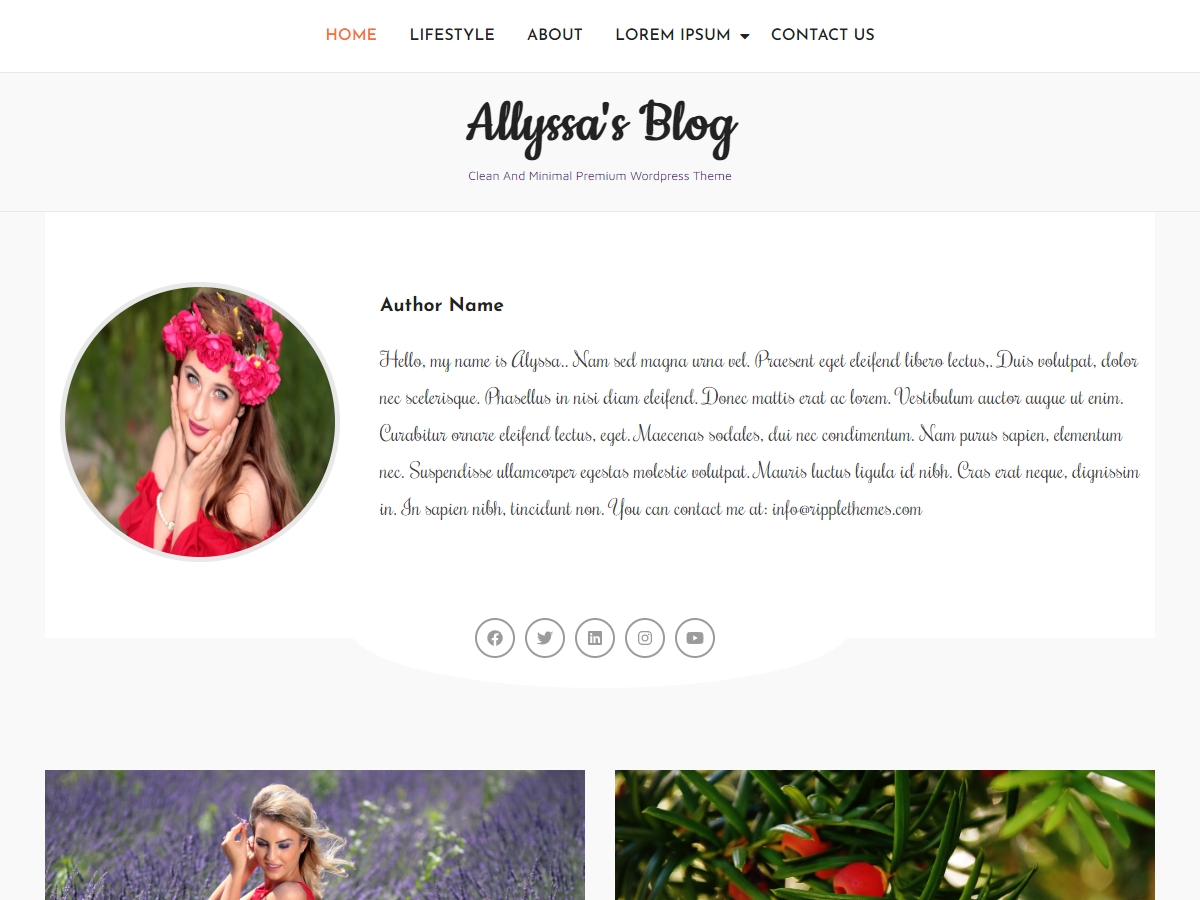alyssas-blog free wordpress theme