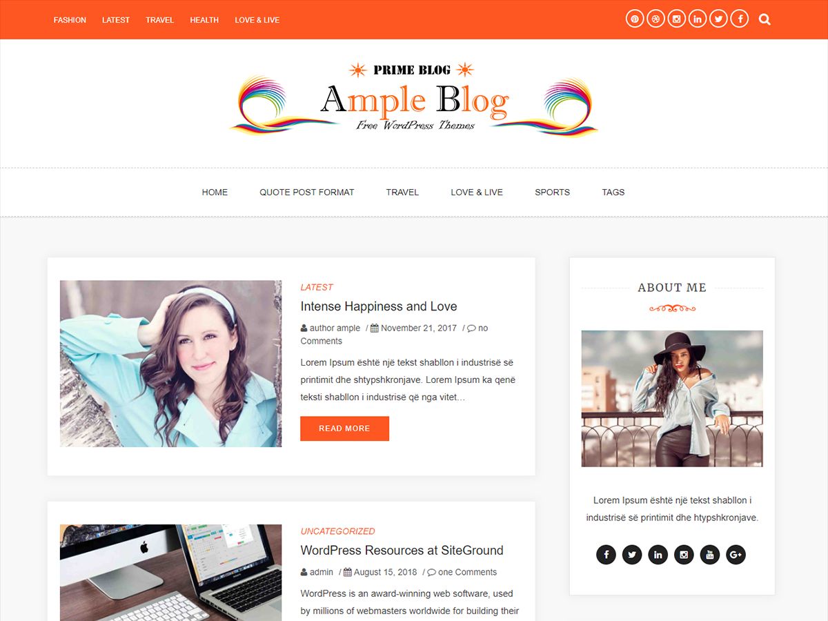 ample-blog free wordpress theme