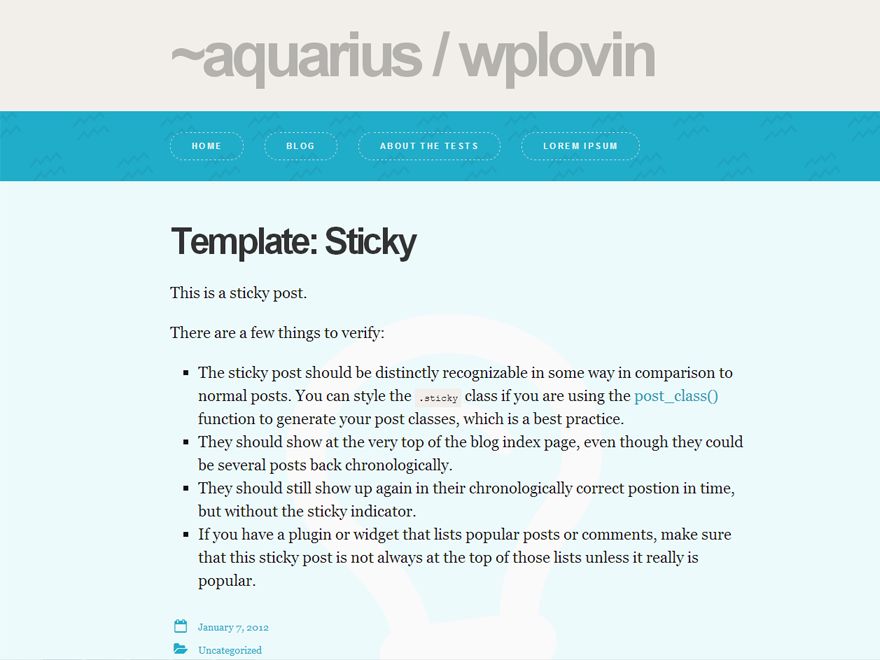 aquarius free wordpress theme