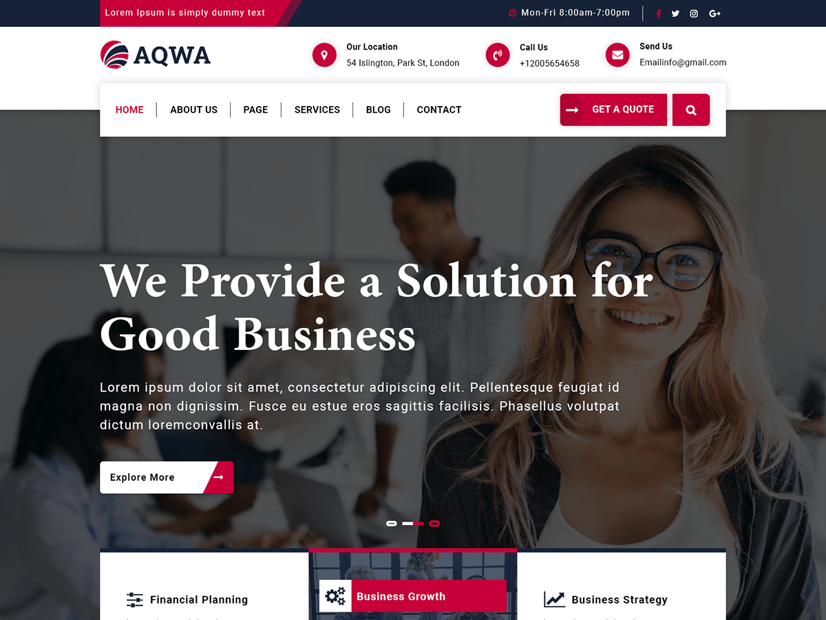 aqwa free wordpress theme