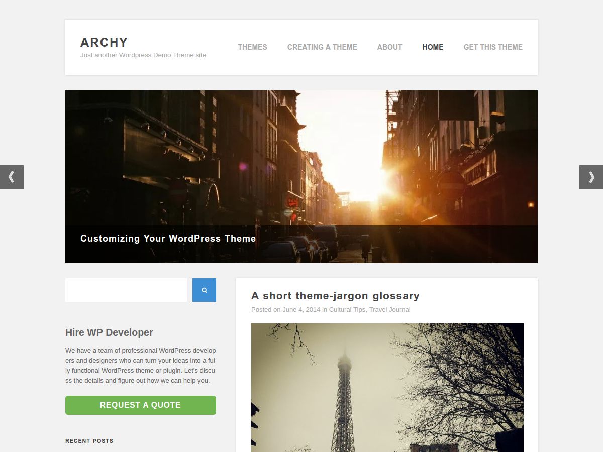archy free wordpress theme
