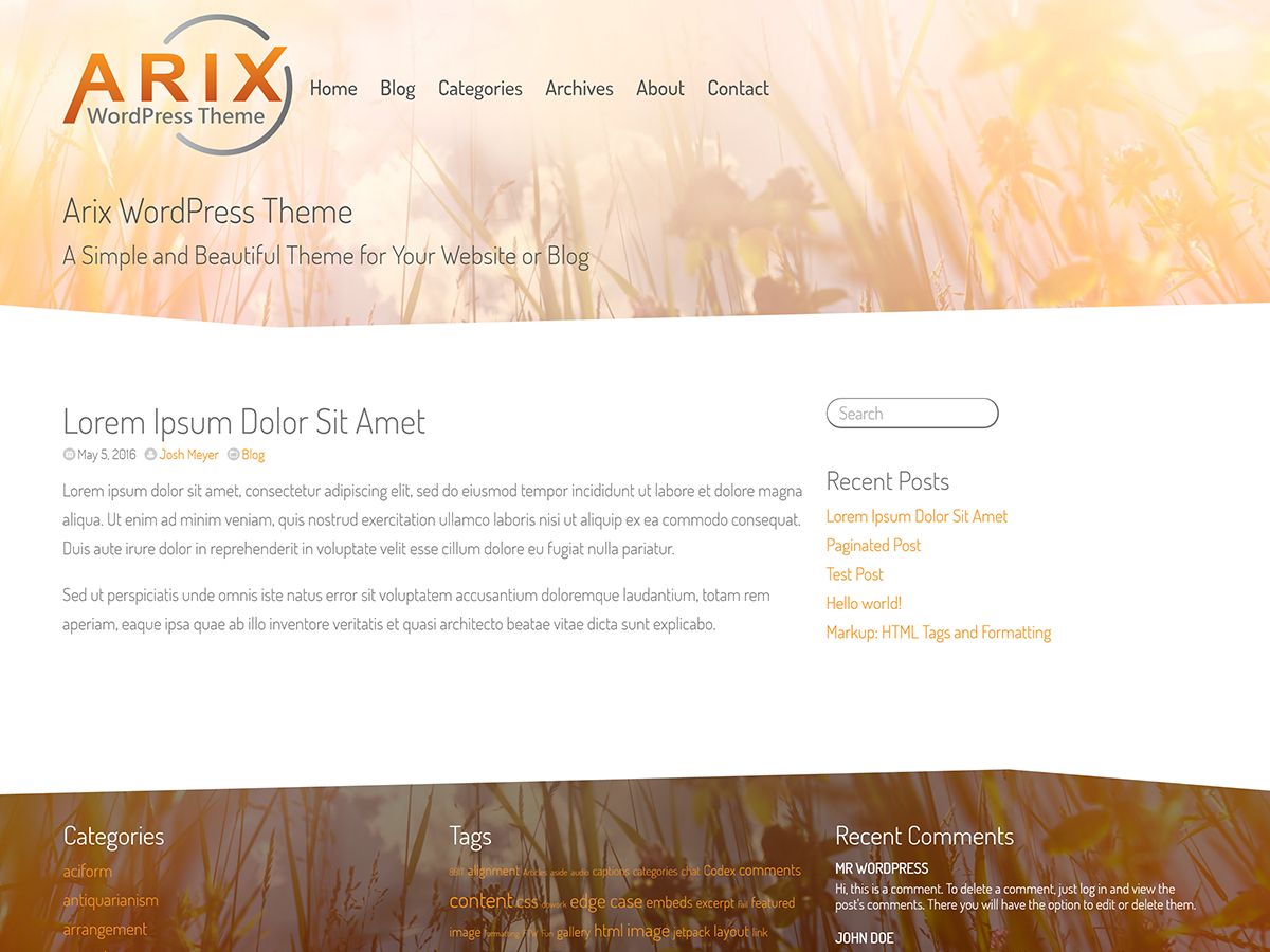 arix free wordpress theme