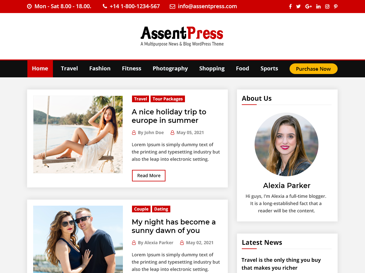 assentpress free wordpress theme