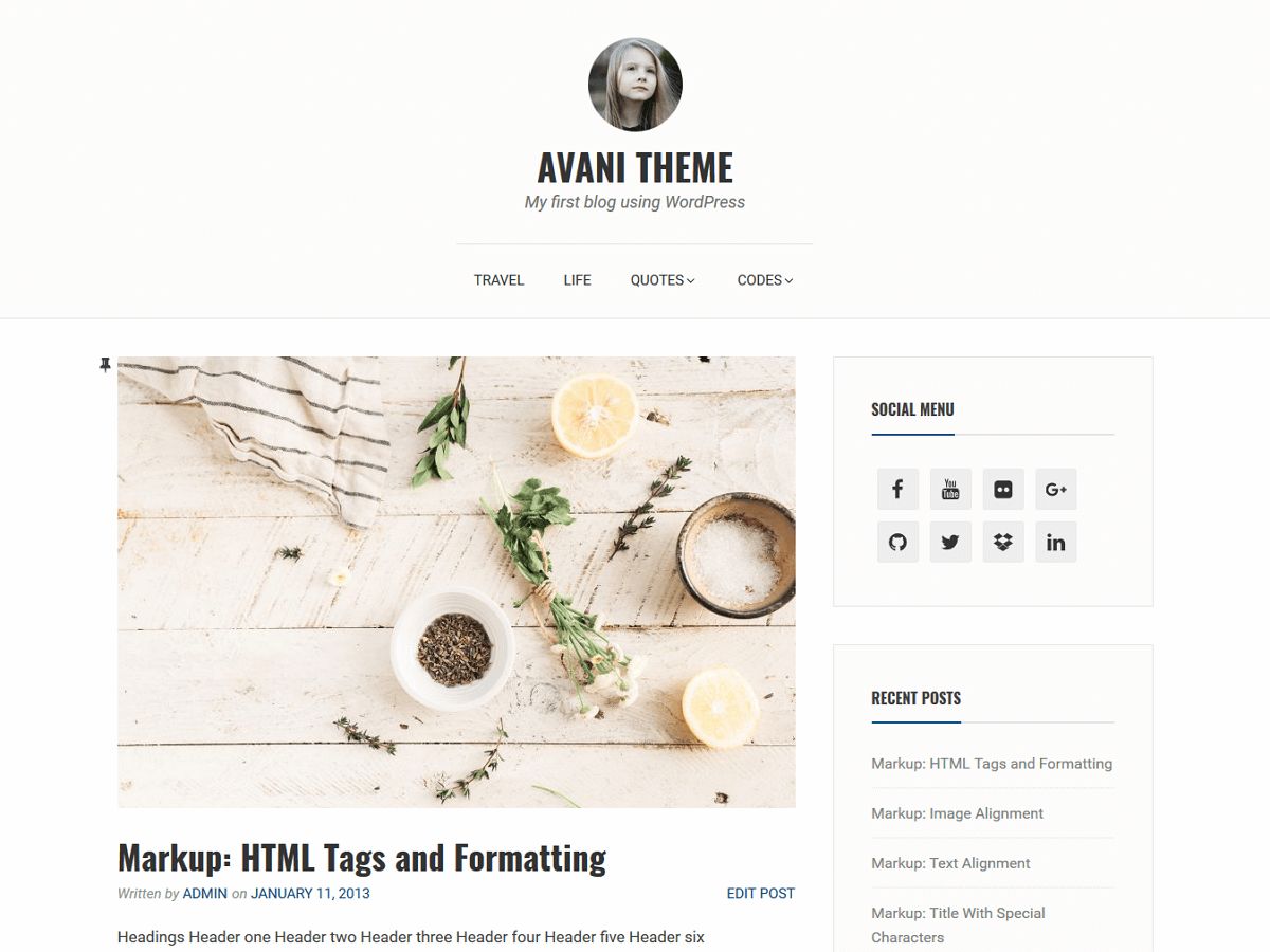 avani free wordpress theme