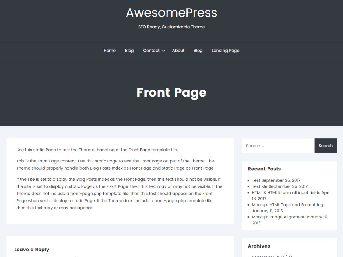 awesomepress free wordpress theme