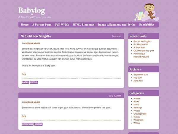 babylog free wordpress theme