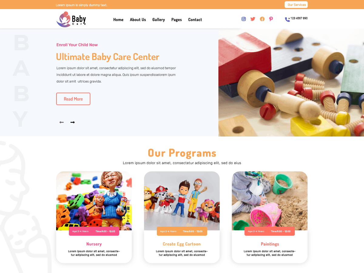 babysitting-day-care free wordpress theme