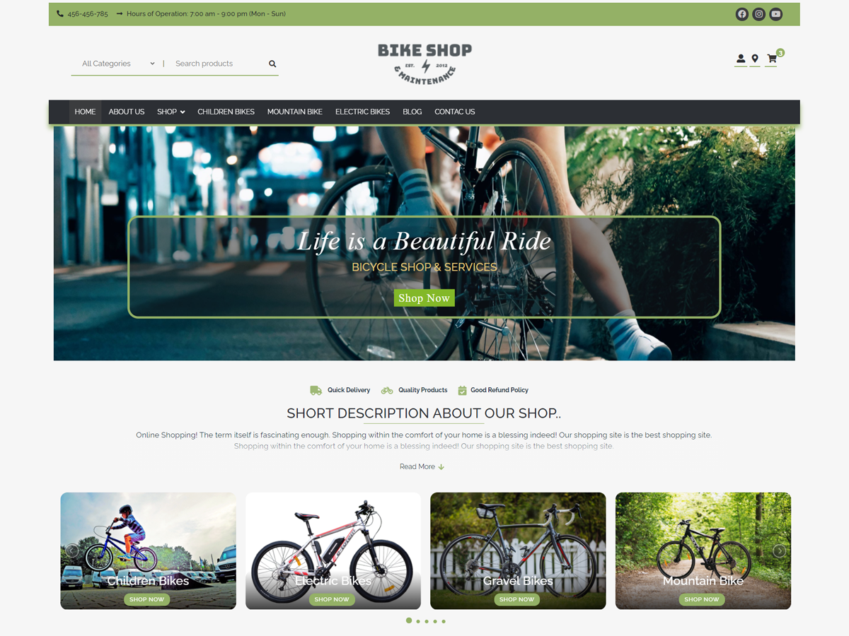 bike-shop free wordpress theme