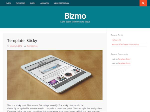 bizmo free wordpress theme