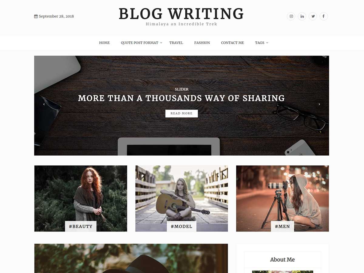 blog-writing free wordpress theme