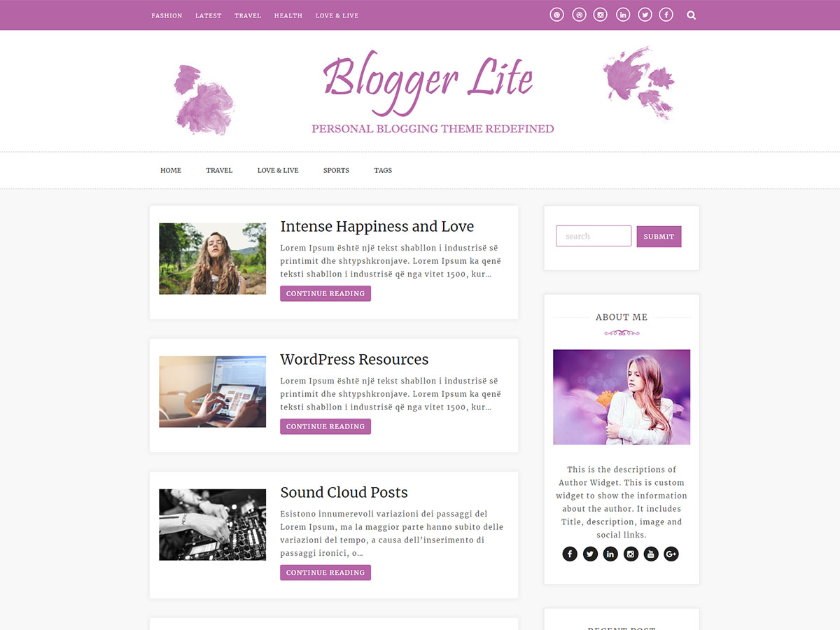 blogger-lite free wordpress theme