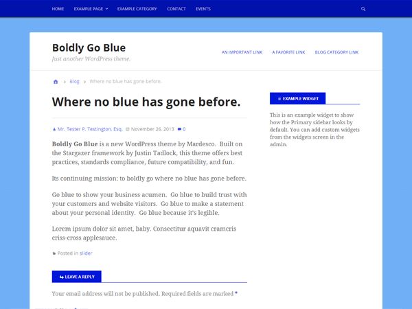 boldly-go-blue free wordpress theme