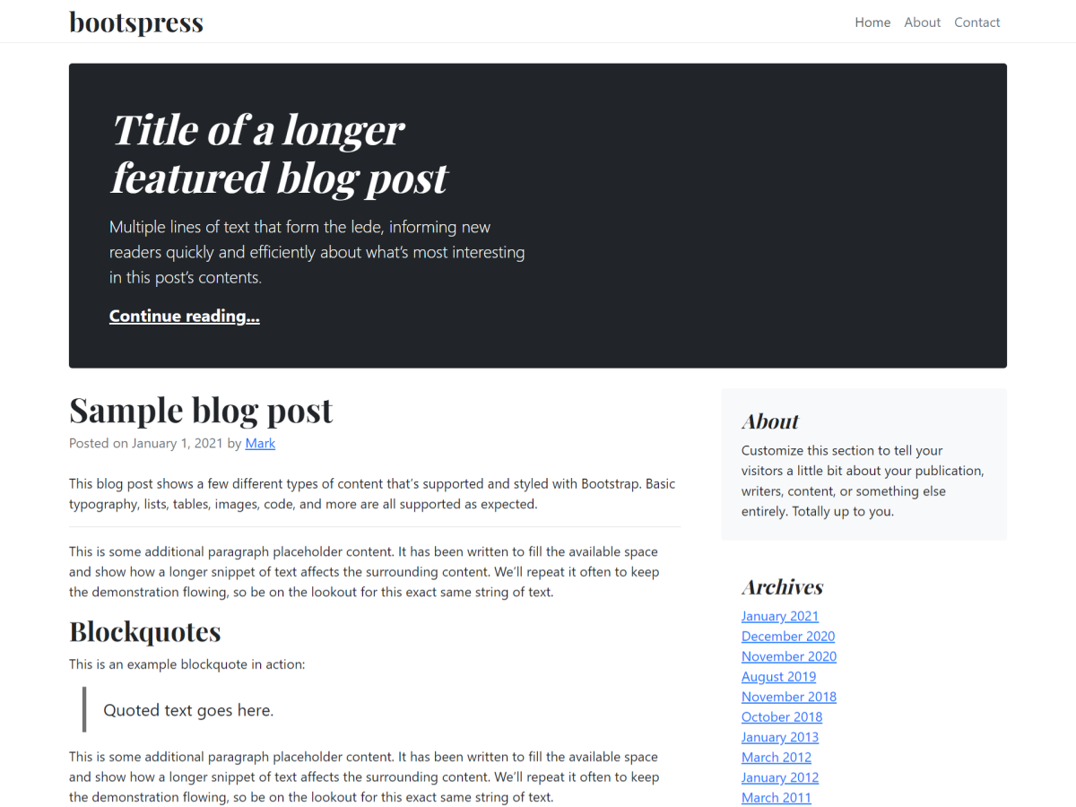 bootspress free wordpress theme