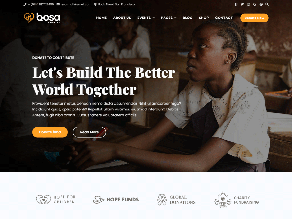 bosa-charity free wordpress theme