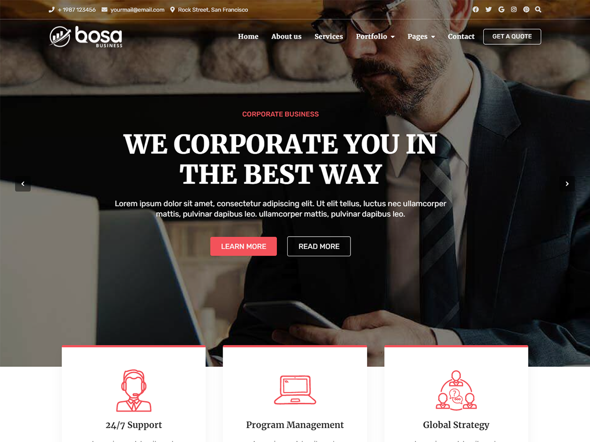bosa-corporate-business free wordpress theme