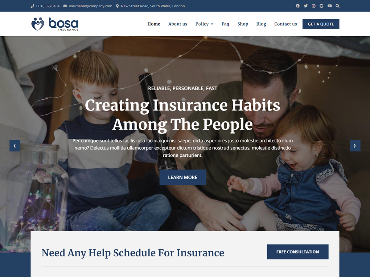 bosa-insurance free wordpress theme