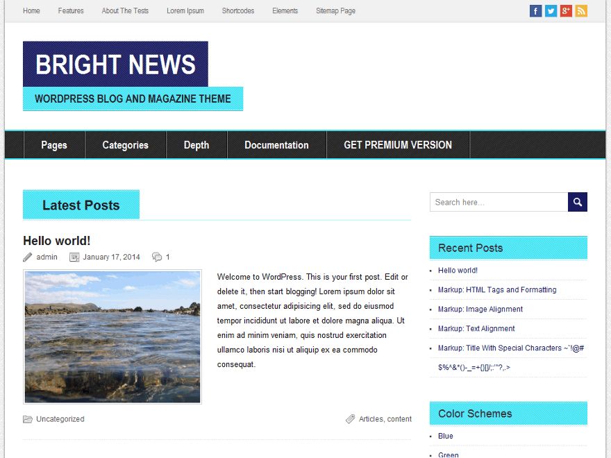 brightnews free wordpress theme
