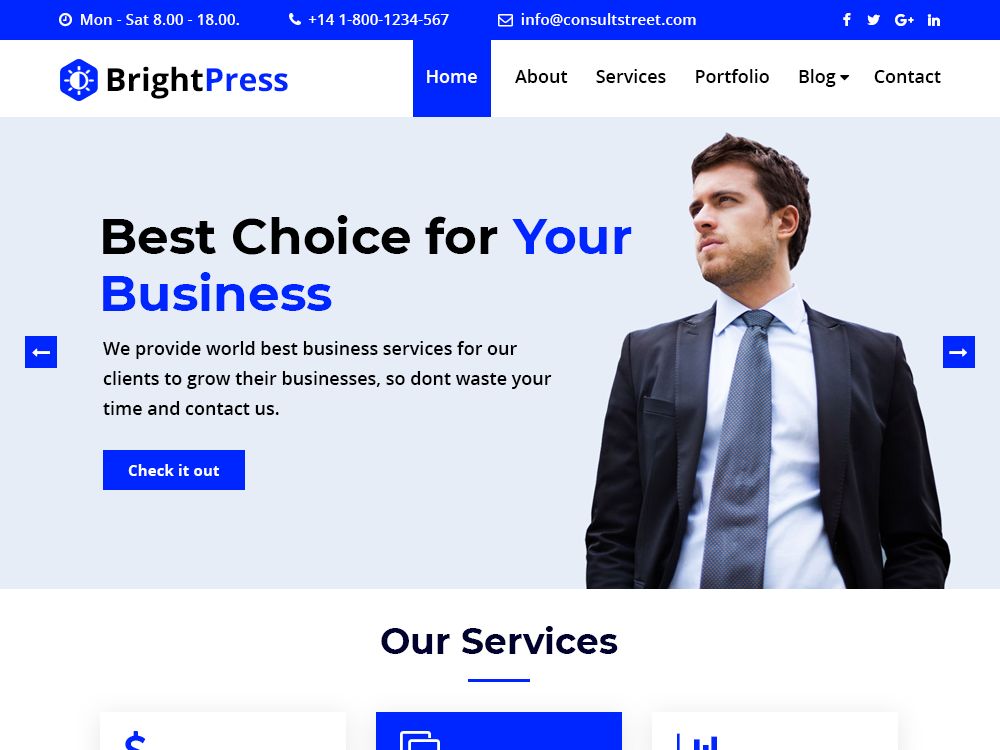 brightpress free wordpress theme