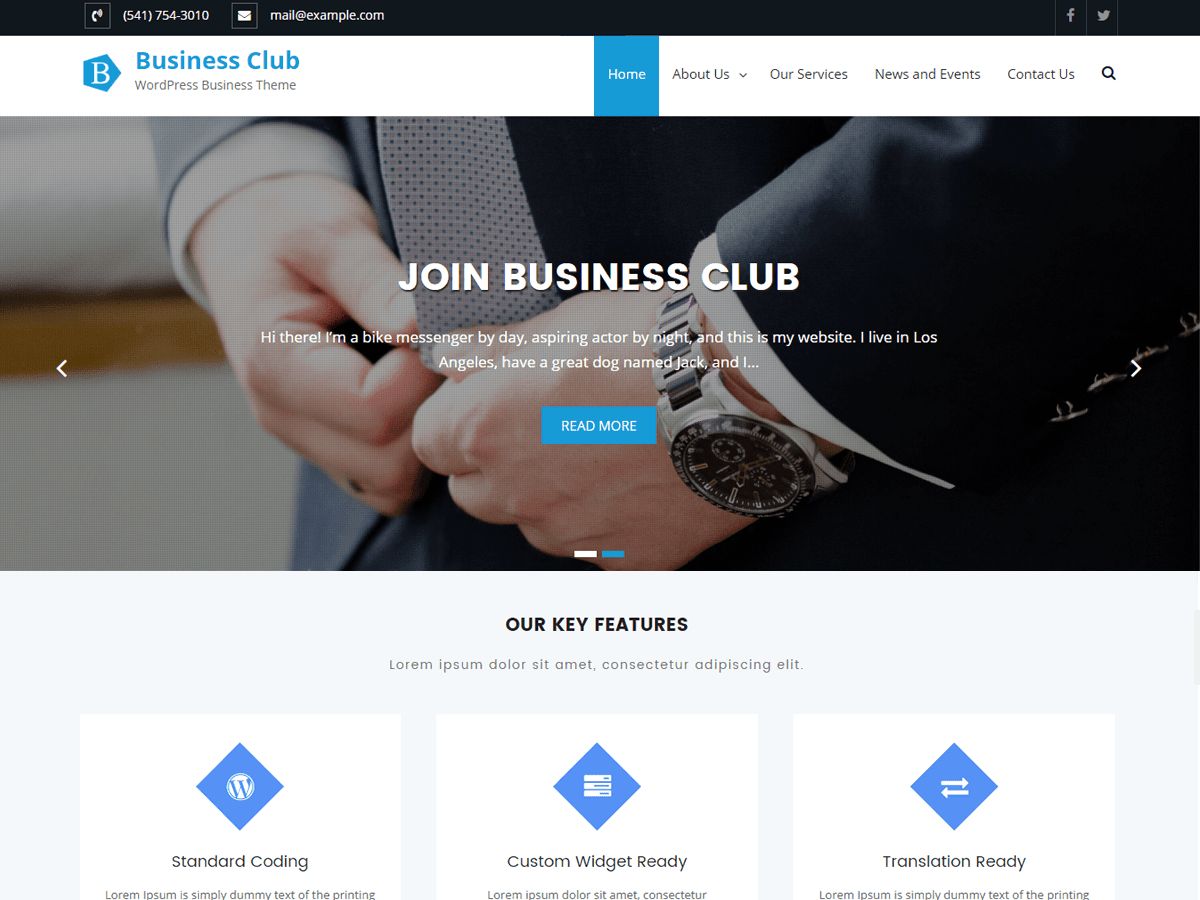 business-club free wordpress theme