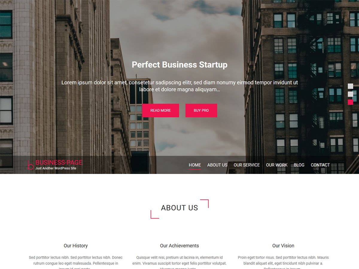 business-page free wordpress theme