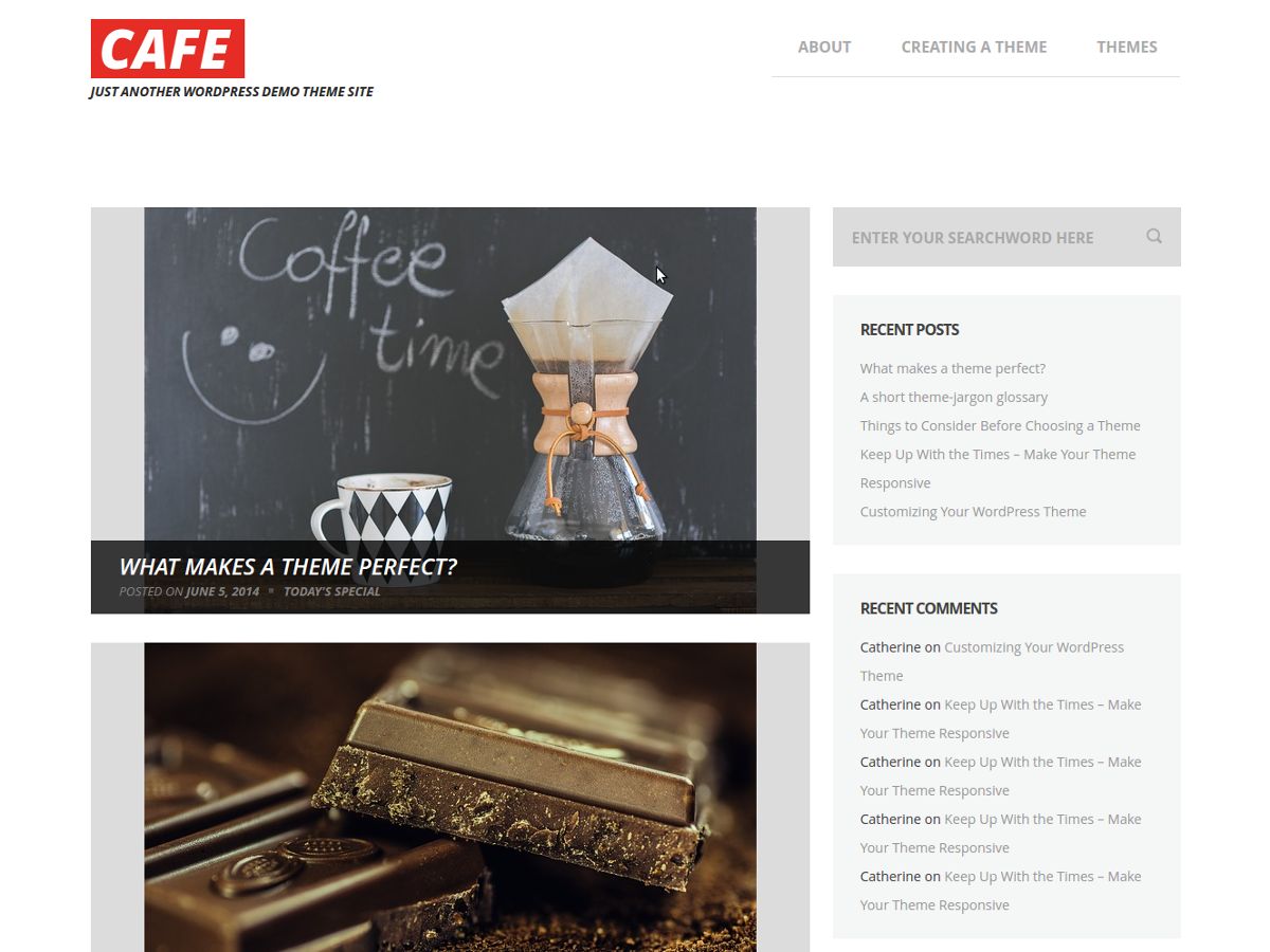 cafe free wordpress theme