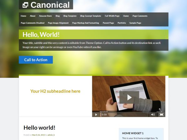 canonical free wordpress theme
