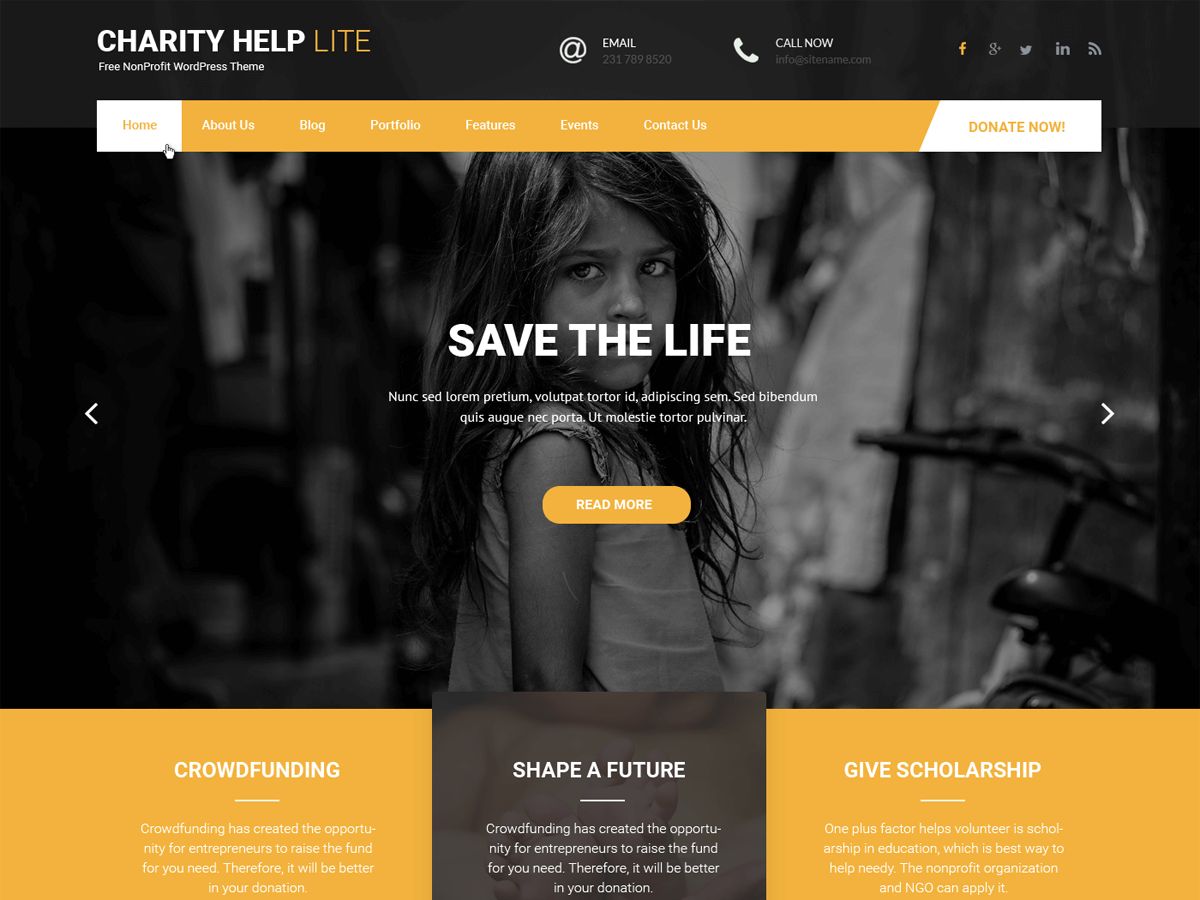 charity-help-lite free wordpress theme
