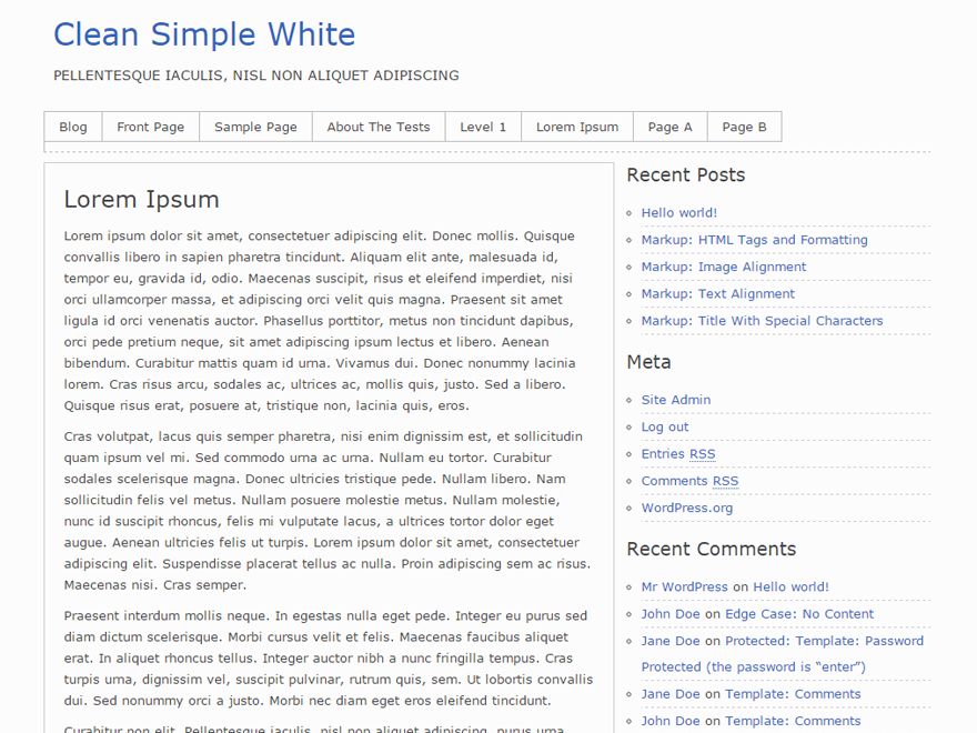 clean-simple-white free wordpress theme