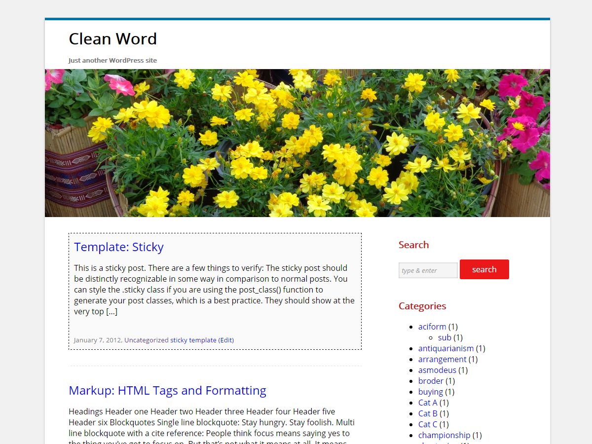 clean-word free wordpress theme