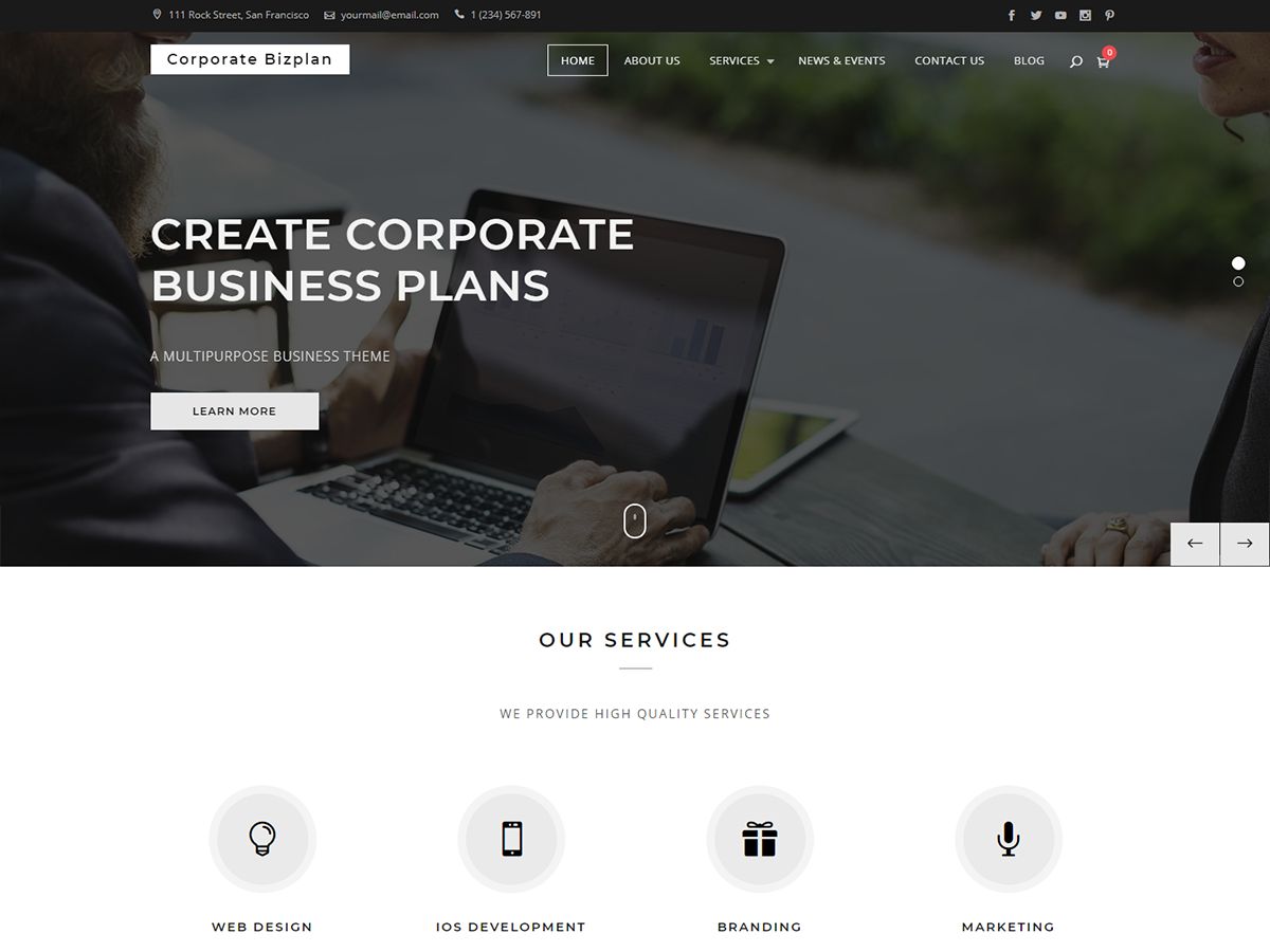 corporate-bizplan free wordpress theme