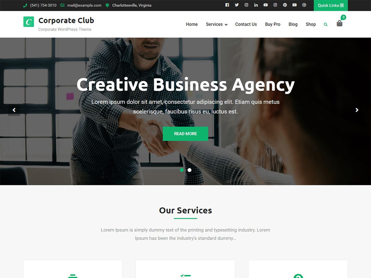 corporate-club free wordpress theme