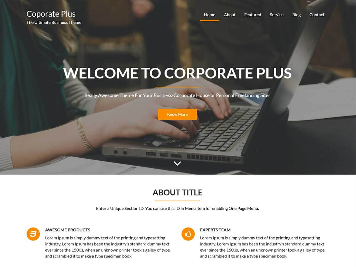 corporate-plus free wordpress theme