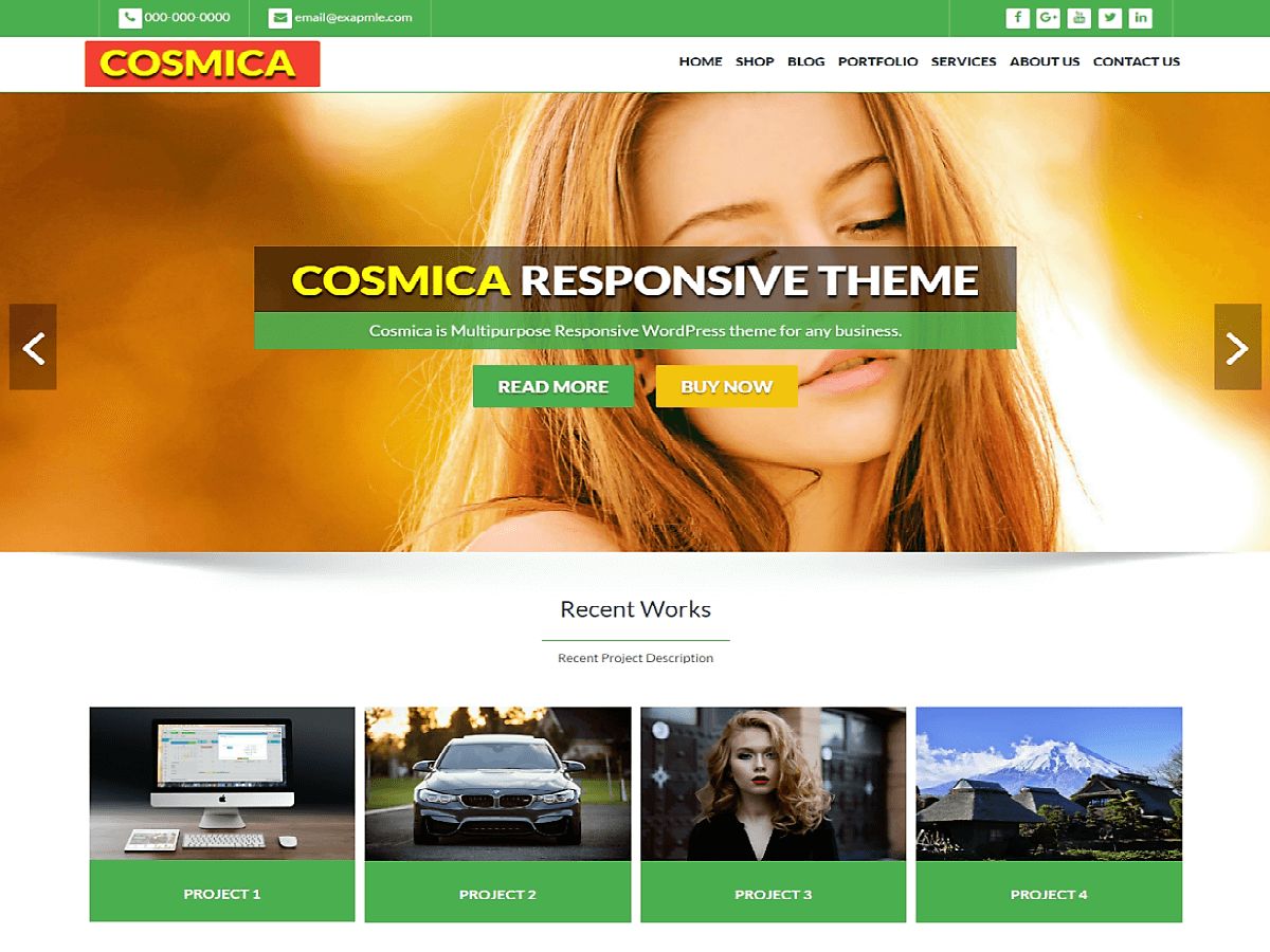 cosmica-green free wordpress theme