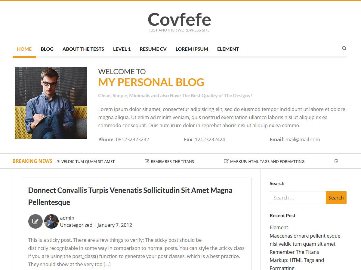 covfefe free wordpress theme
