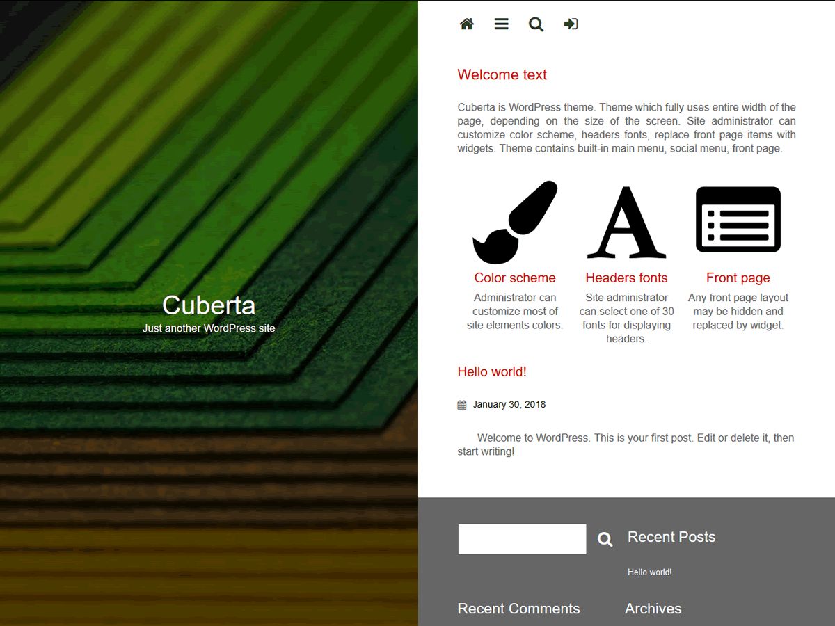 cuberta free wordpress theme