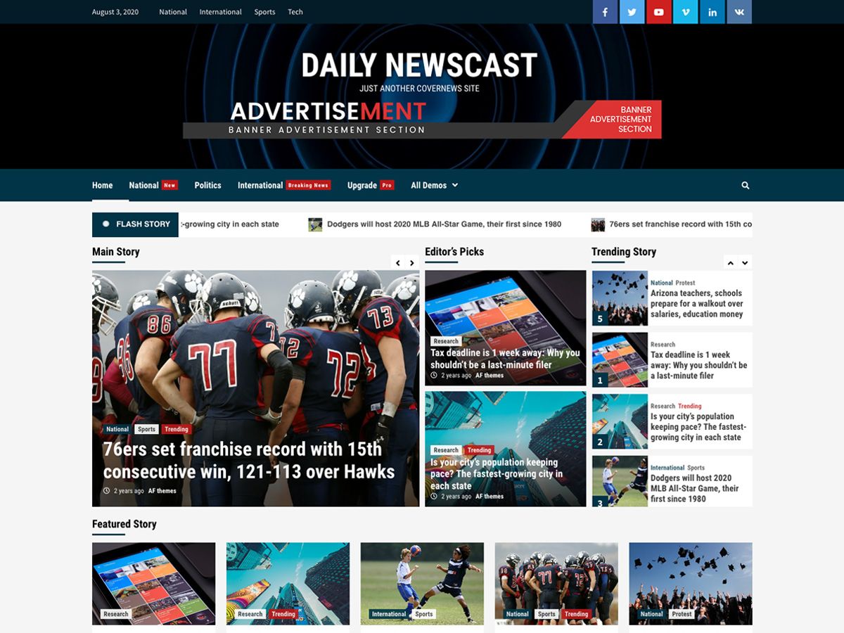 daily-newscast free wordpress theme