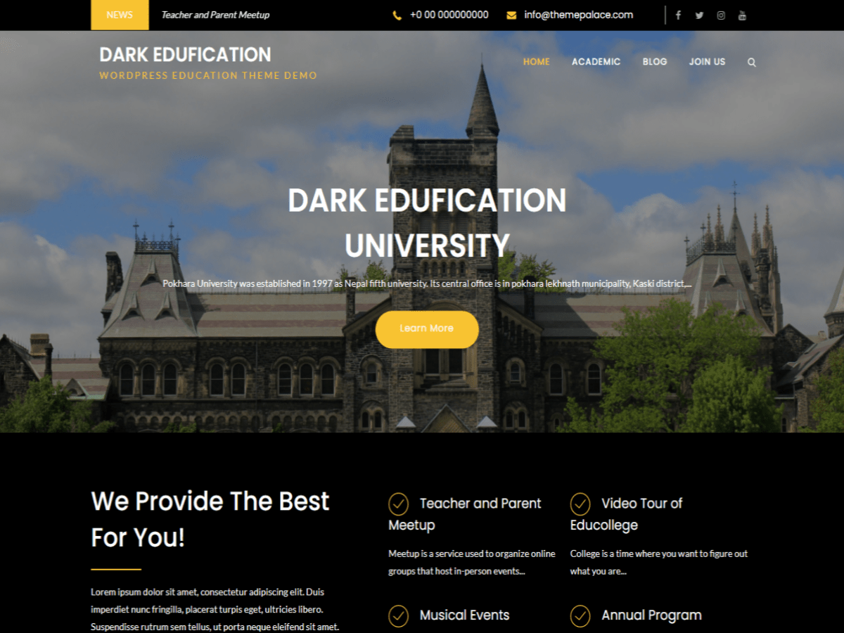 dark-edufication free wordpress theme