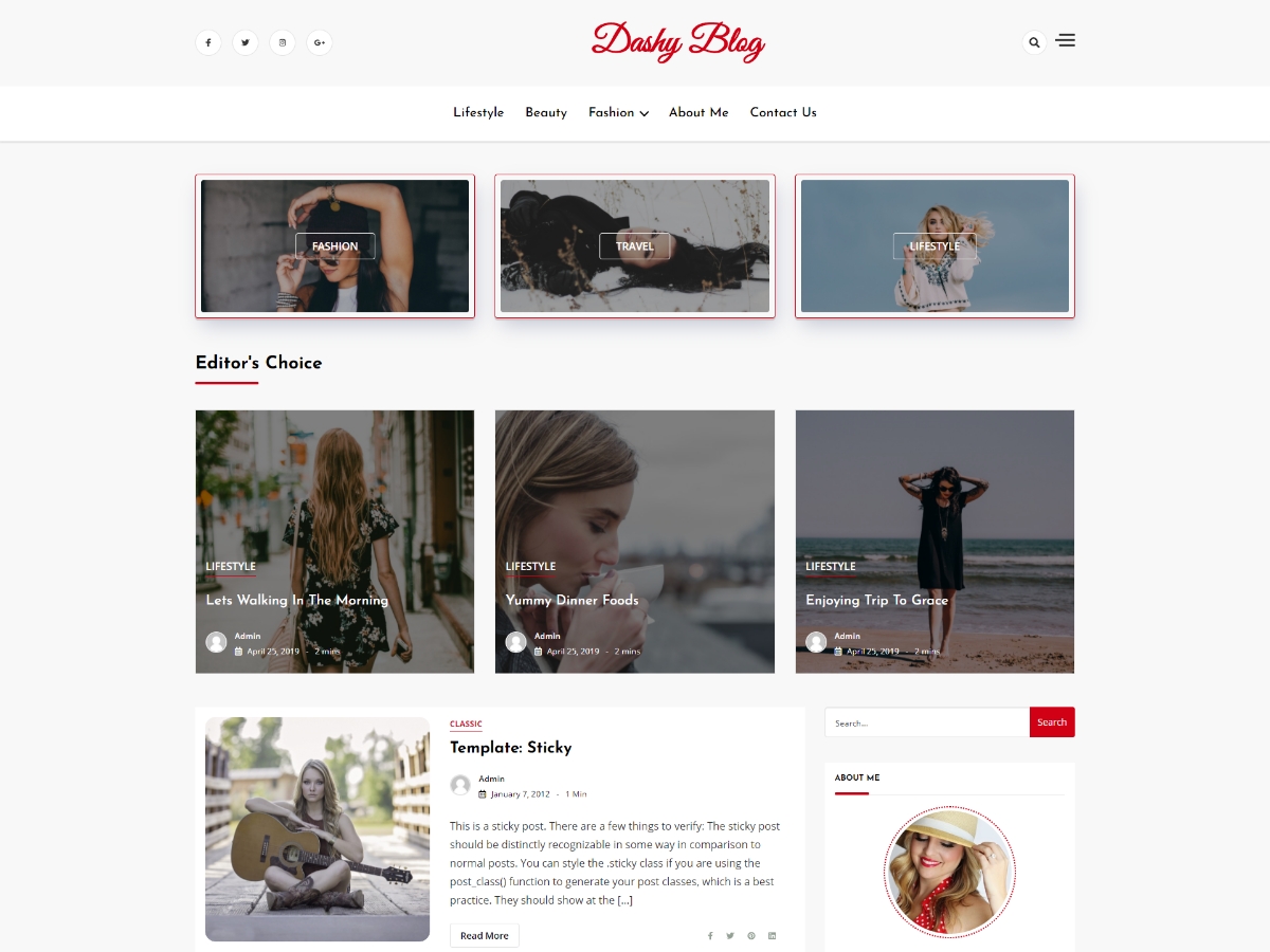 dashy-blog free wordpress theme