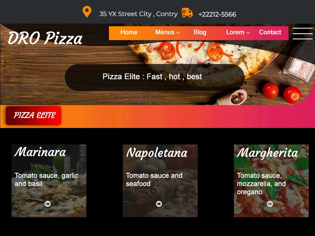 dro-pizza free wordpress theme