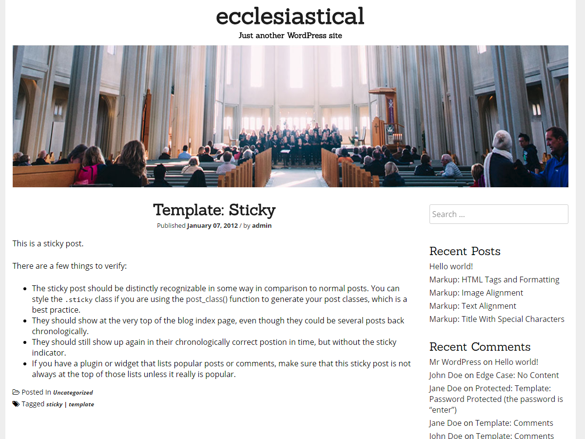ecclesiastical free wordpress theme