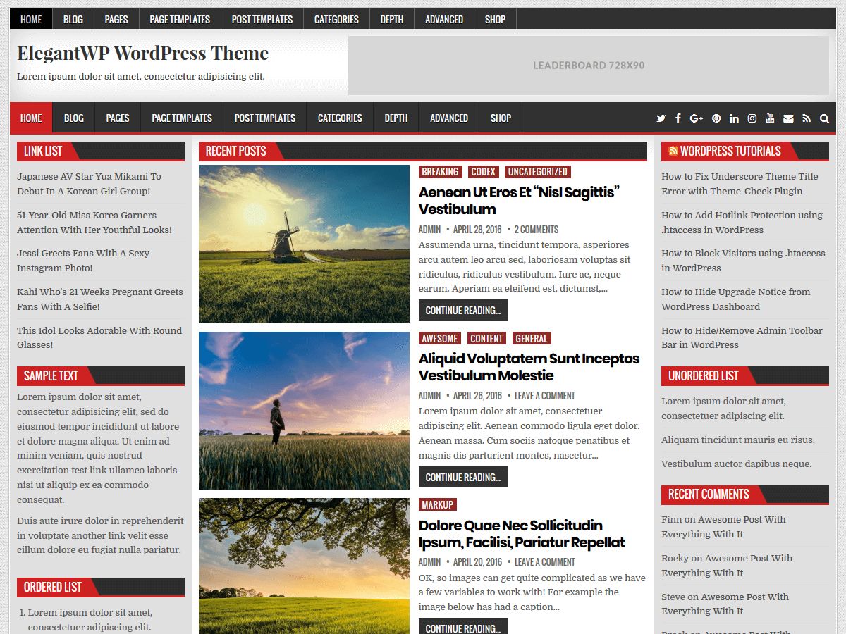 elegantwp free wordpress theme