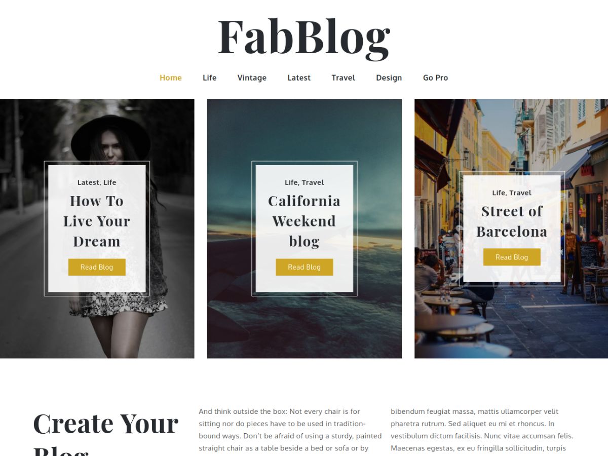 fabblog free wordpress theme