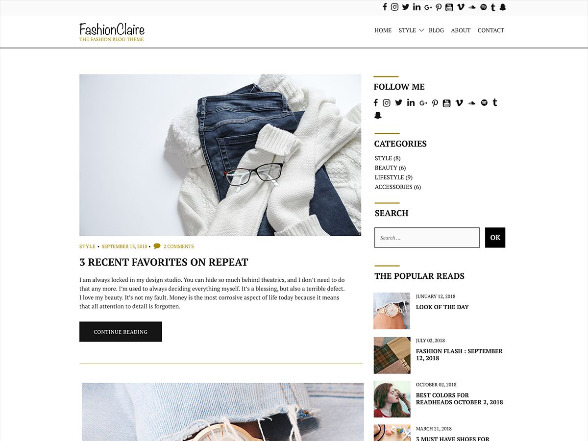 fashionclaire free wordpress theme