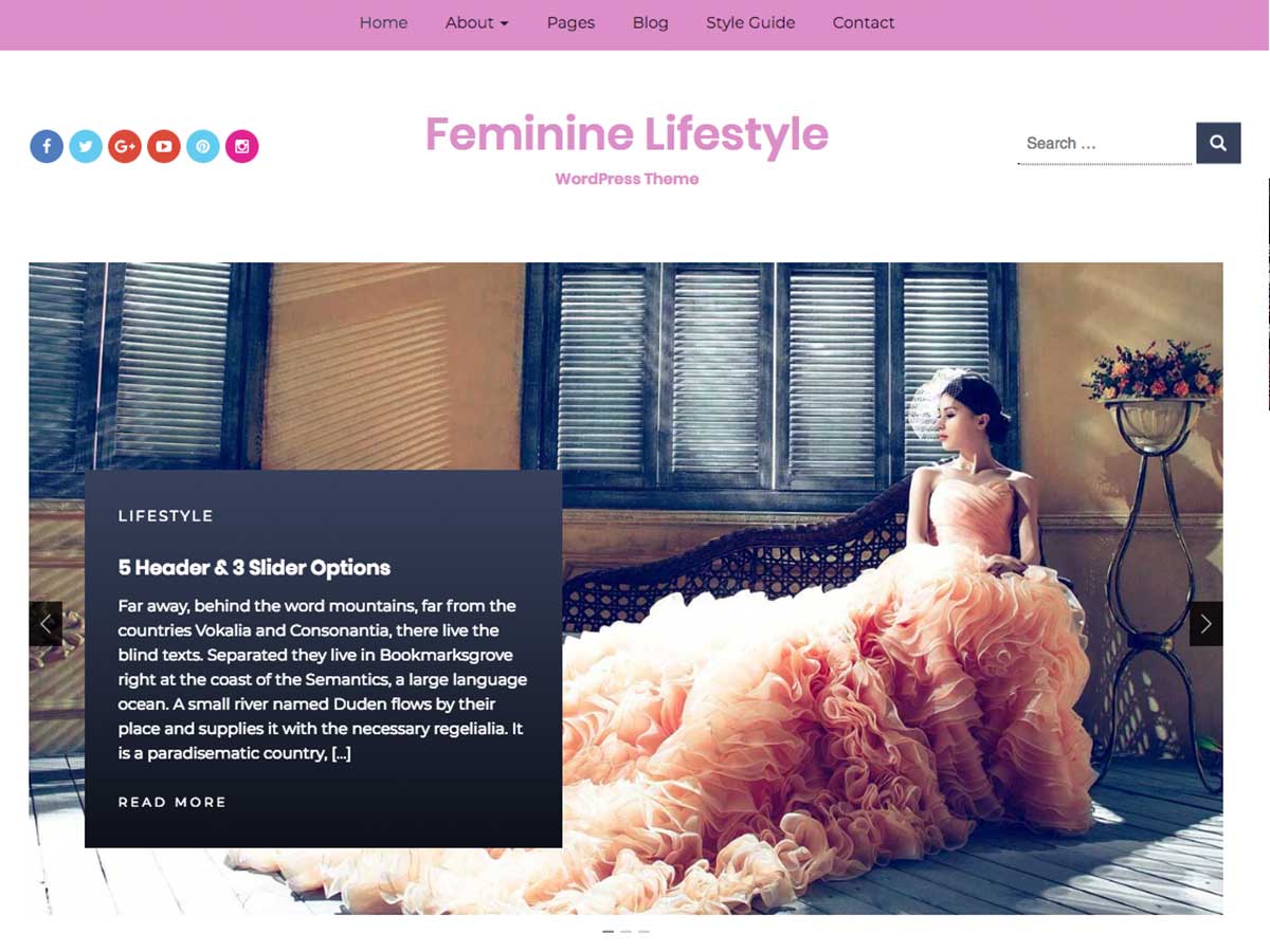 feminine-lifestyle free wordpress theme