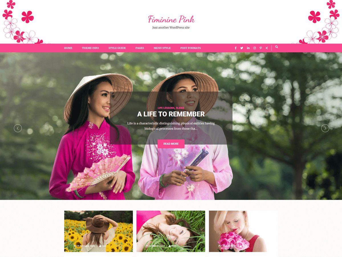 feminine-pink free wordpress theme