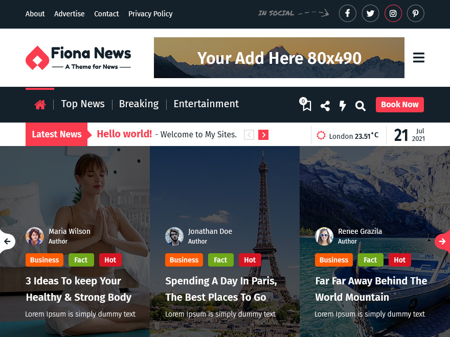 fiona-news free wordpress theme