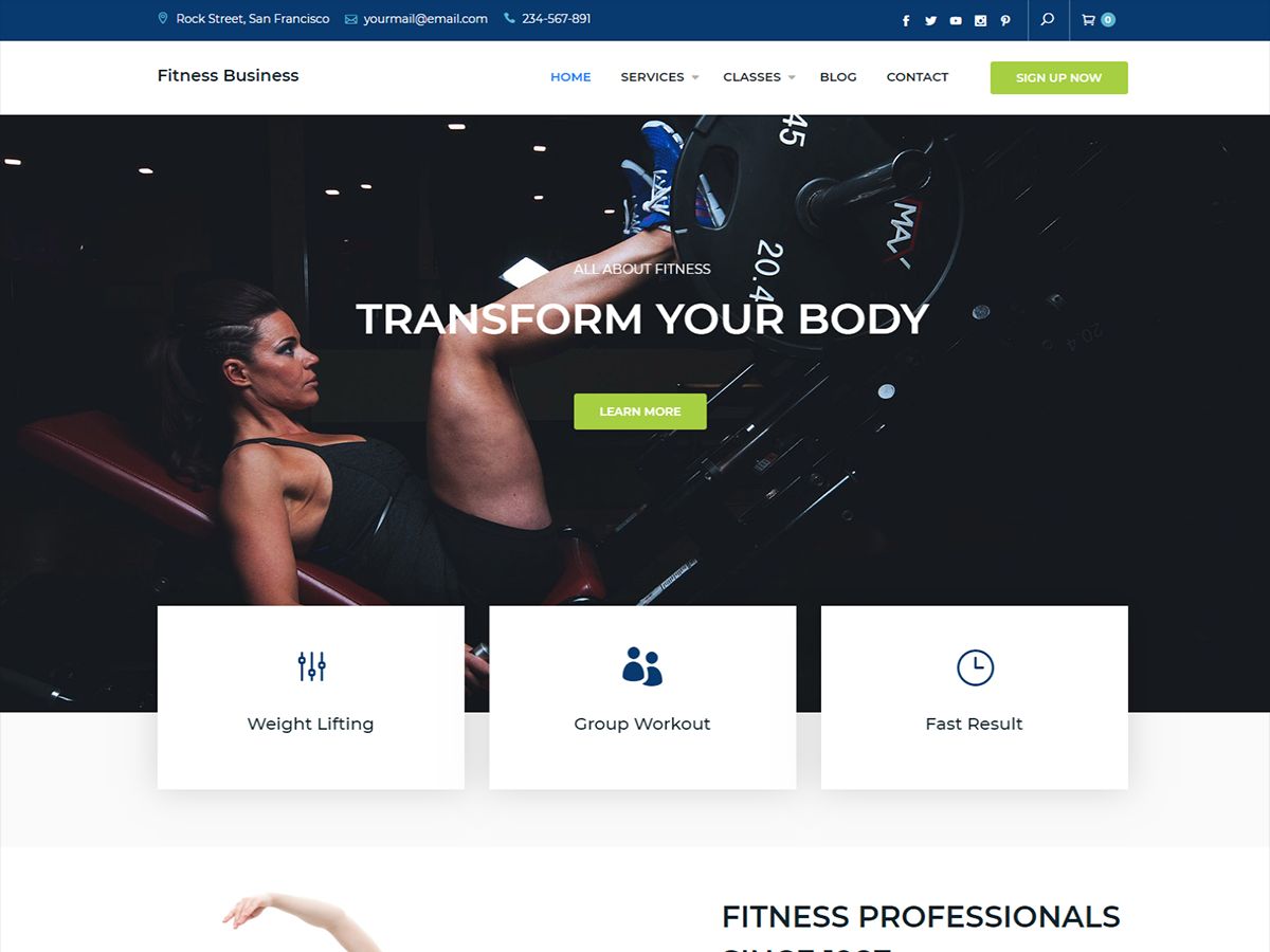 fitness-business free wordpress theme