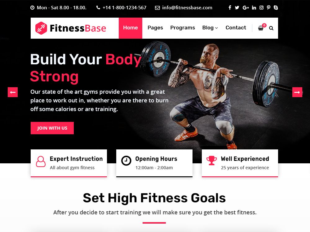 fitnessbase free wordpress theme